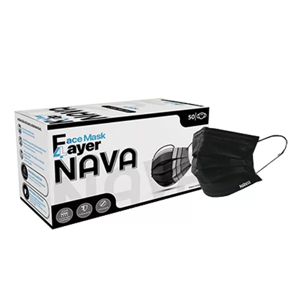 Khẩu Trang Y Tế 4 Lớp Nava Đen Hộp 50 Cái